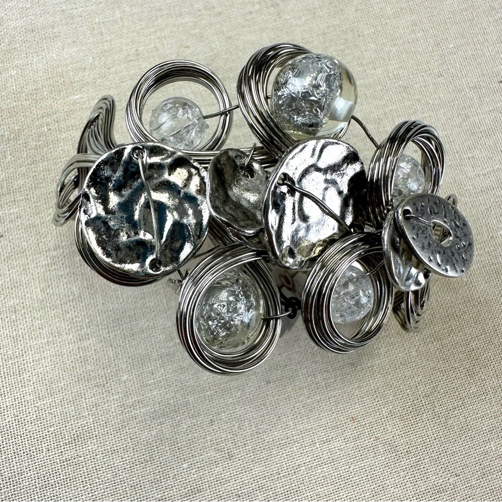 Treska silvertone lucite metal bracelet NEW with tags twisted wire C cuff
